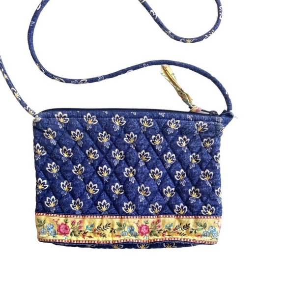 Vera Bradley Blue and Yellow Floral Print Maison Blue Petite Bag Retired - Picture 2 of 8